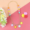 Floral Charms Necklace - Blue, Orange, Yellow