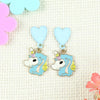 Unicorn Charms Drop Earrings - Blue