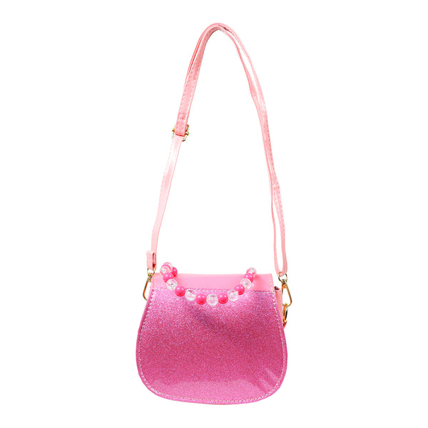 Baby Pink Unicorn Sling Bag with Beaded Handle