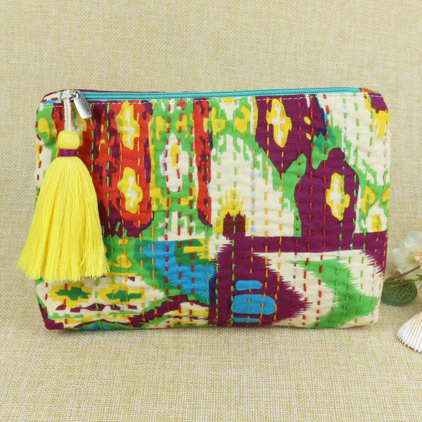 Fabric Tasselled Pouch - Colourful Abstract
