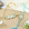 Kundan Stone Beaded Bracelet with Rakhi Bhaiya Bhabhi Rakhi Pair