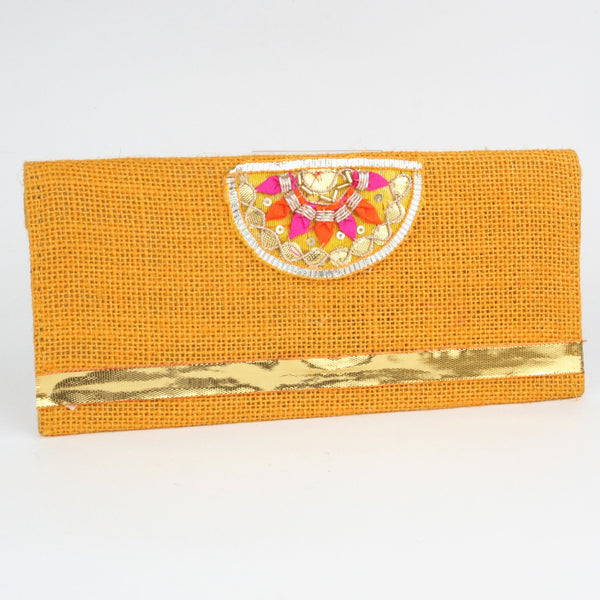 Orange Jute Envelope with Fancy Embroidered Décor
