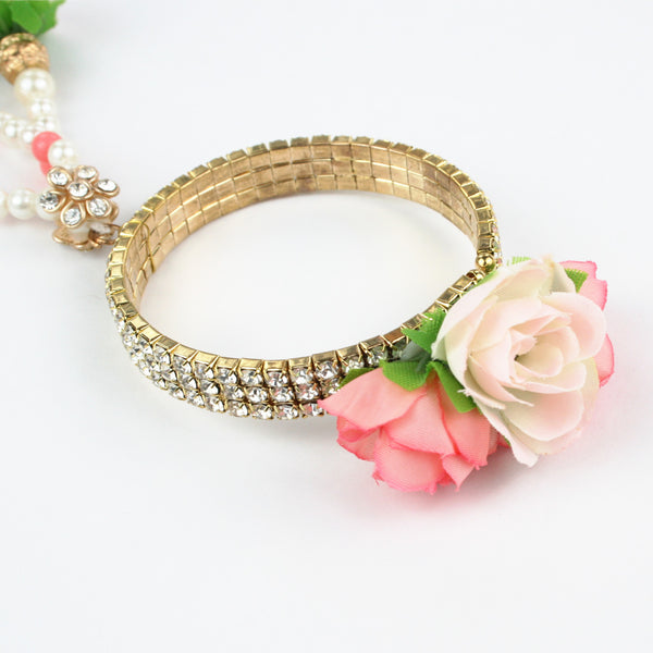 Diamond Bangle with Beaded Floral Tassels