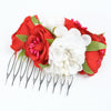 Red White Floral Hair Comb Accessory