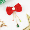Knitted Red Bow Xmas Tree Charm Hair Clip