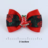 Christmas Jingle Bell Bow Hair Clip - Red & Black