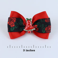Load image into Gallery viewer, Christmas Jingle Bell Bow Hair Clip - Red &amp; Black
