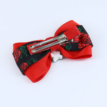 Load image into Gallery viewer, Christmas Jingle Bell Bow Hair Clip - Red &amp; Black
