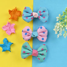 Load image into Gallery viewer,  Polka Dot Bow Hair Clips [Set of 3] - Blue Pink Green
