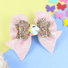 Load image into Gallery viewer, Unicorn Glitter Bow Hair Clip
