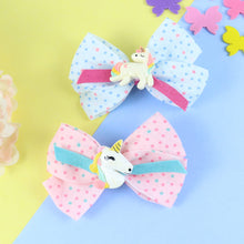 Load image into Gallery viewer, Unicorn Bow Hair Clips - Set of 2
