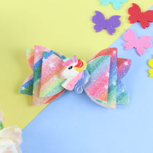Load image into Gallery viewer, Unicorn Colourful Bow Hair Clip 
