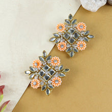 Load image into Gallery viewer, Floral Butti Ethnic Hair Clips for Girls Set of 2 Orange
