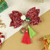 Christmas Charms Tassels Glitter Hair Clip Red::White