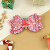 Christmas Bell Glitter Bow Hair Clip Red