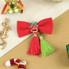 Christmas Bell Tassels Bow Hair Clip Red::Green