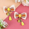 Heart Charm Bow Hair Clips - Set of 2 - Red Yellow