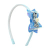 Floral Charm Glitter Bow Hair Band - Blue