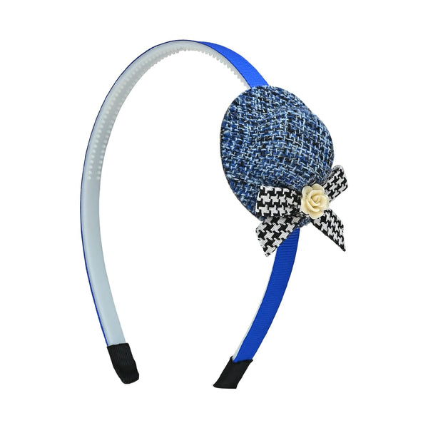 Denim Cap Bow Hair Band - Blue