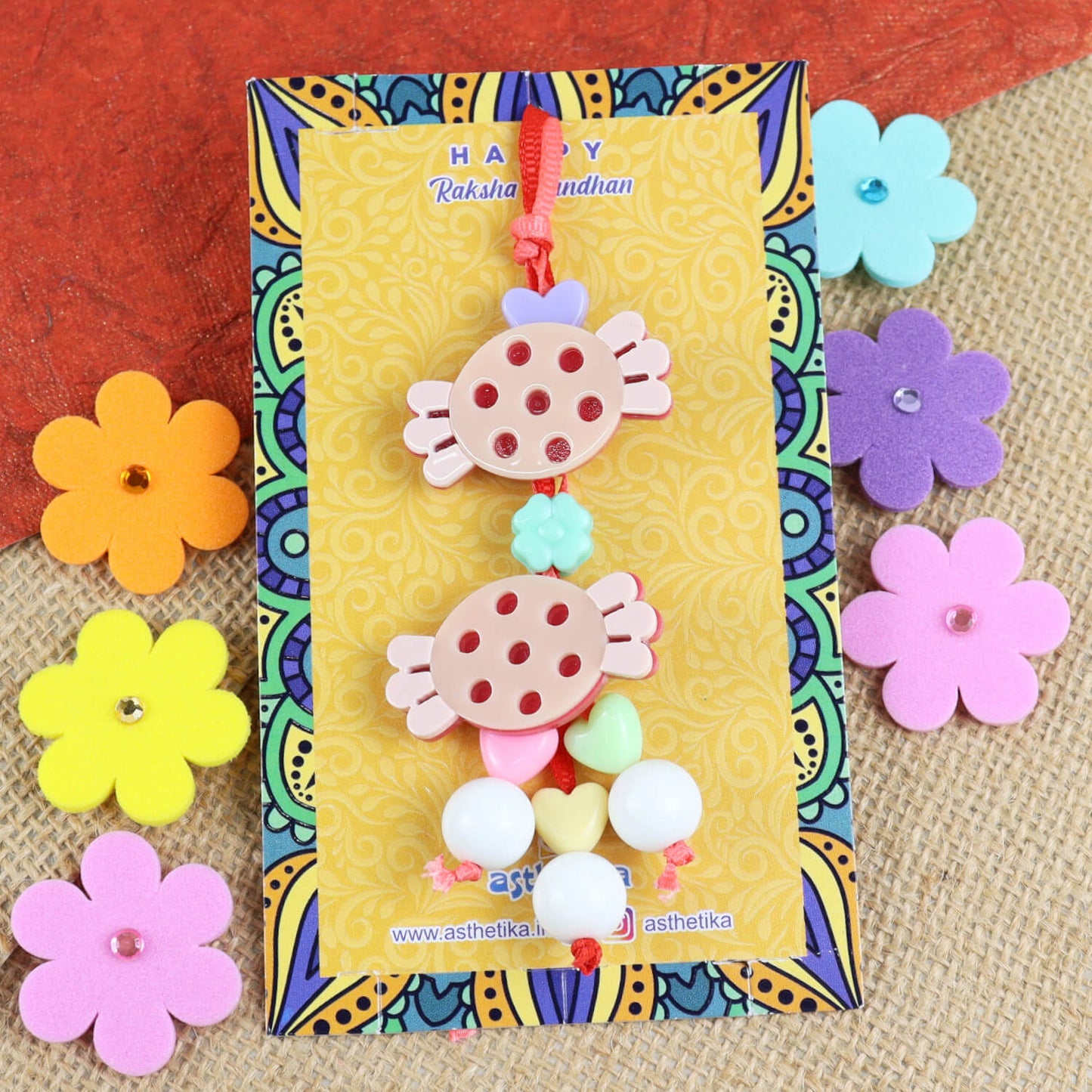 Chocolate Hair Clips Lumba Rakhi For Girls
