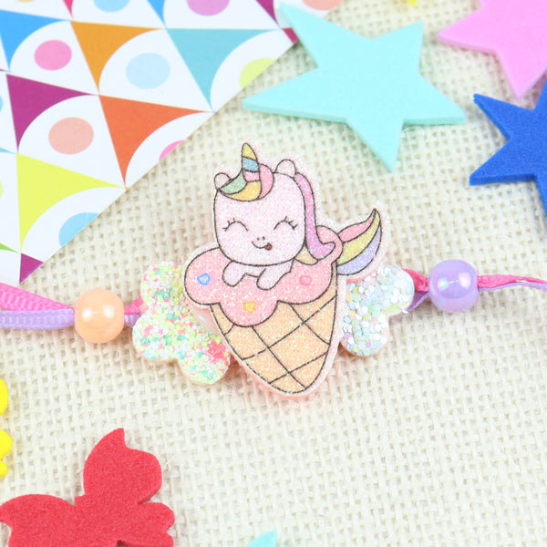 Unicorn Ice-Cream Rakhi for Kids - Pink