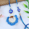 Evil Eye Crochet Bhaiya Bhabhi Rakhi Set-Blue