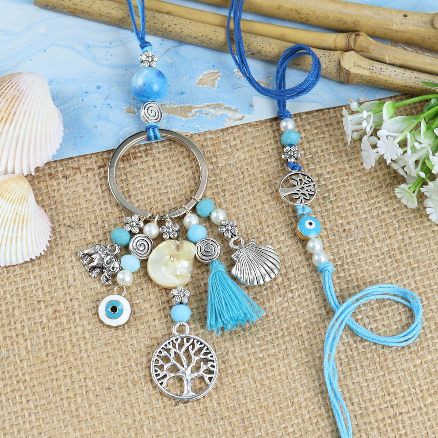 Evil Eye Tree of Life Charms Bhaiya Bhabhi Rakhi Pair in Fancy Envelope