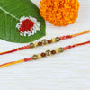 Golden Beads Traditional Rudraksh Rakhi - Set of 2