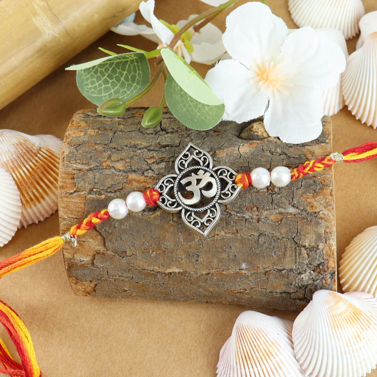 Oxidized Silver Look Om Traditional Rakhi