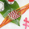 White & Red Beads Traditional Rakhis - Set of 10