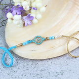 Blue Beaded Fancy Stone Rakhi
