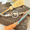 Elephant Diamond Stone Rakhi with Fancy Tassels
