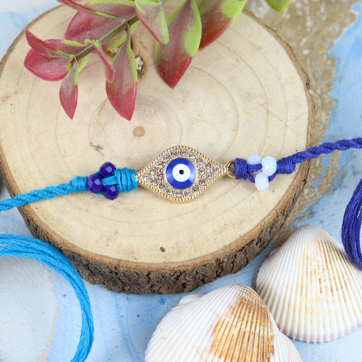 Evil Eye Diamond Stone Rakhi