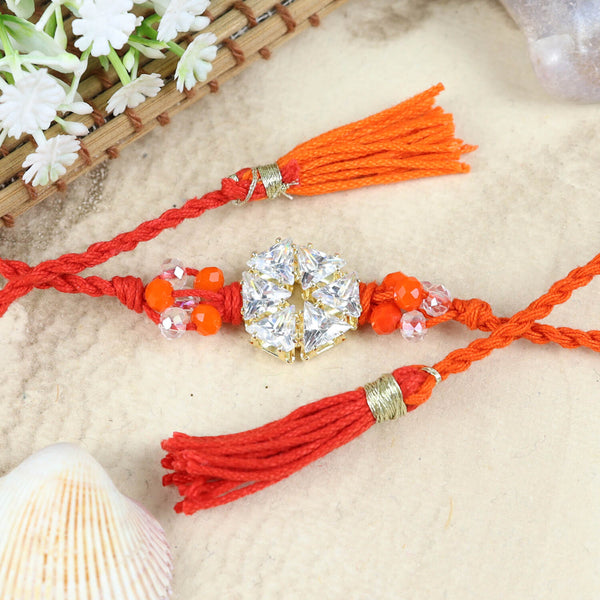 Diamond Stone Fancy Tassels Rakhi