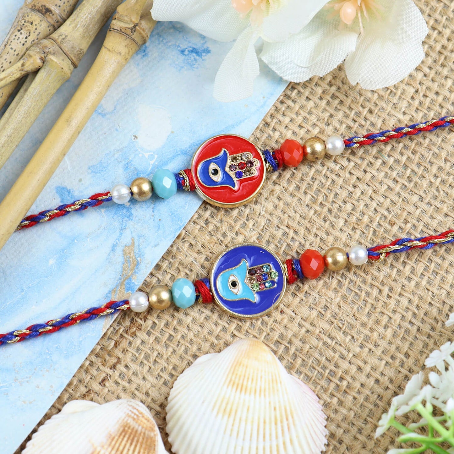 Hamsa Evil Eye Rakhis - Set of 2