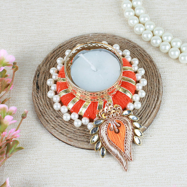 Buti Decorate on Wool Ring Jute Base T-Light Holder